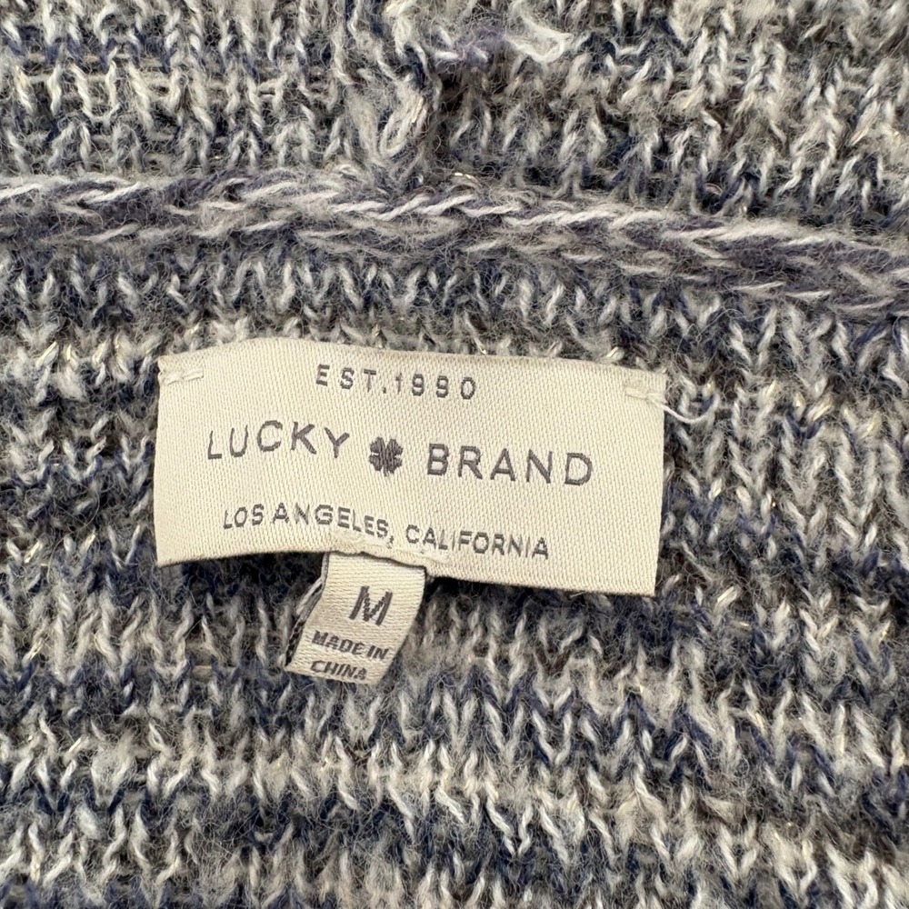 Lucky Brand Chevron Cocoon Cardigan Short Sleeve Knit Slouchy Cozy Size Medium - Picture 5 of 6